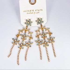 Altar’d State Crystal Flower Chandelier Earrings New with Tags
